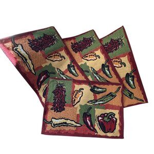 Set Of 4 Chili Pepper Like New Tapestry Placemats 19x13" Multicolor Southwest
